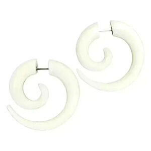 New Organic wooden spiral hoop earrings fake gauges by umbrellalaboratory